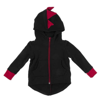 KicKee Pants Solid Fleece Dino Hooded Jacket - Midnight with Crimson WC20