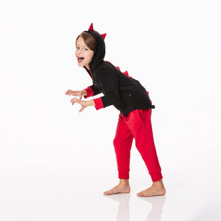 Solid Bamboo Fleece Dino Hooded Jacket - Midnight with Crimson WC20 Baby & Toddler Outerwear