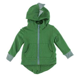 Solid Bamboo Fleece Zip-Front Dino Hoodie Jacket - Fern with Shore Baby & Toddler Outerwear