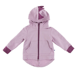 Solid Bamboo Fleece Zip-Front Dino Hoodie Jacket - Sweet Pea with Amethyst Baby & Toddler Outerwear