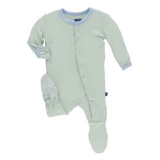 Solid Bamboo Footie with Snaps - Aloe with Pond Baby & Toddler Sleepwear