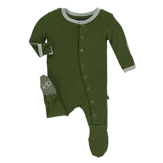 Solid Bamboo Footie with Snaps - Moss with Aloe Baby & Toddler Sleepwear