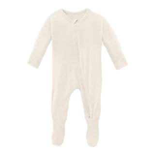 Solid Bamboo Footie with 2-Way Zipper - Natural Baby & Toddler Sleepwear