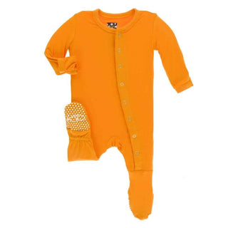 Solid Bamboo Footie with Snaps - Apricot Baby & Toddler Sleepwear