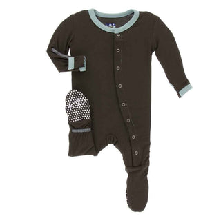 Solid Bamboo Footie with Snaps - Bark with Shore Baby & Toddler Sleepwear