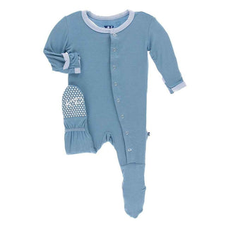 Solid Bamboo Footie with Snaps - Blue Moon with Pond Baby & Toddler Sleepwear