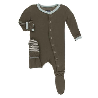 Solid Bamboo Footie with Snaps - Falcon with Spring Sky Baby & Toddler Sleepwear