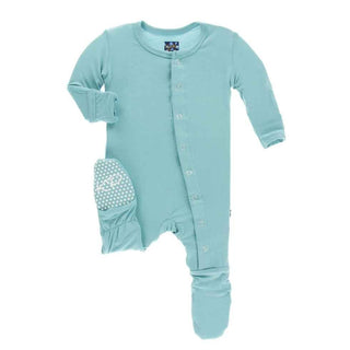 Solid Bamboo Footie with Snaps - Glacier Baby & Toddler Sleepwear