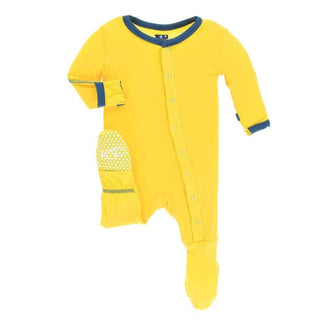 Solid Bamboo Footie with Snaps - Lemon with Twilight Baby & Toddler Sleepwear