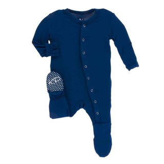 Solid Bamboo Footie with Snaps - Navy Baby & Toddler Sleepwear