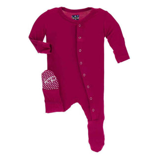 Solid Bamboo Footie with Snaps - Rhododendron Baby & Toddler Sleepwear