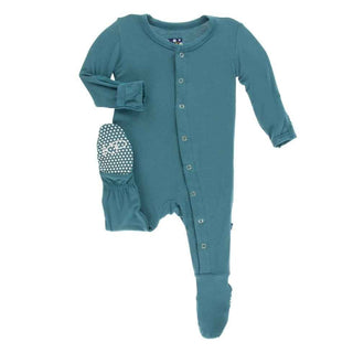 Solid Bamboo Footie with Snaps - Seagrass Baby & Toddler Sleepwear