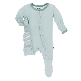 Solid Bamboo Footie with Snaps - Spring Sky with Shore Baby & Toddler Sleepwear