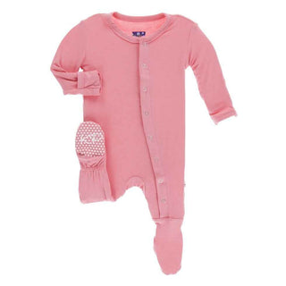 Solid Bamboo Footie with Snaps - Strawberry Baby & Toddler Sleepwear