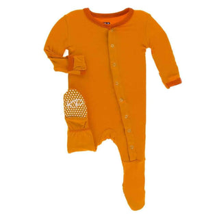 Solid Bamboo Footie with Snaps - Sunset with Poppy Baby & Toddler Sleepwear