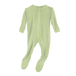 KicKee Pants Solid Footie with Zipper - Field Green SP21