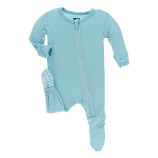 Solid Bamboo Footie with Zipper - Glacier Baby & Toddler Sleepwear