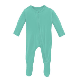 Solid Bamboo Footie with Zipper - Glass (TBD22) Baby & Toddler Sleepwear