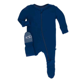 Solid Bamboo Footie with Zipper - Navy Baby & Toddler Sleepwear