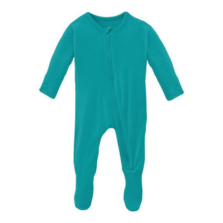 Solid Bamboo Footie with Zipper - Neptune (TBD22) Baby & Toddler Sleepwear