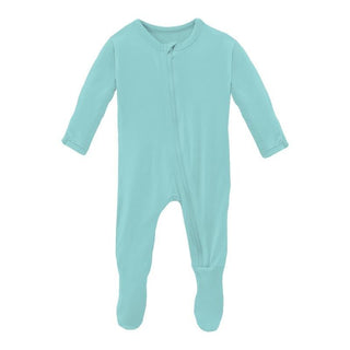 Solid Bamboo Footie with Zipper - Summer Sky (TBD22) Baby & Toddler Sleepwear