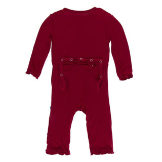 Solid Bamboo Layette Classic Ruffle Coverall with Snaps - Candy Apple Baby & Toddler Sleepwear