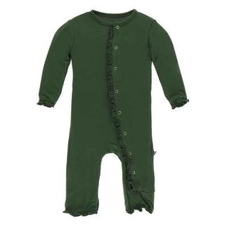 Solid Bamboo Layette Classic Ruffle Coverall with Snaps - Topiary Baby & Toddler Sleepwear