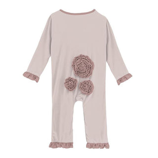 Solid Bamboo Long Sleeve Dahlia Flower Romper - Baby Rose with Antique Pink (SP21) KicKee Pants