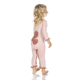 Solid Bamboo Long Sleeve Dahlia Flower Romper - Baby Rose with Antique Pink (SP21) Baby One-Pieces