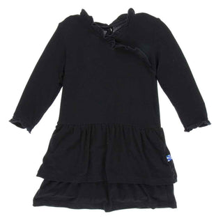 Solid Bamboo Long Sleeve Drop Waist Dress, Midnight Baby & Toddler Dresses