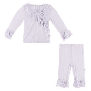 Solid Bamboo Long Sleeve Kimono Double Ruffle Outfit Set - Thistle Baby & Toddler Outfits