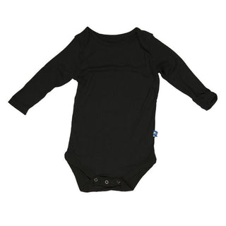 Solid Bamboo Long Sleeve One Piece Bodysuit - Midnight Baby One-Pieces