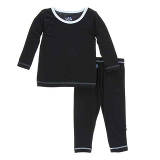 Solid Bamboo Long Sleeve Pajama Set, Midnight with Pond Baby & Toddler Sleepwear