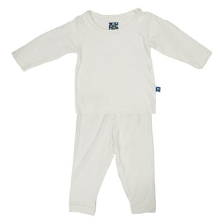 Solid Bamboo Long Sleeve Pajama Set - Natural Baby & Toddler Sleepwear