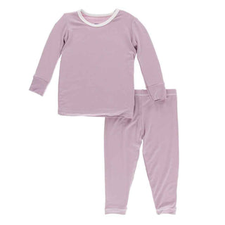 KicKee Pants Solid Long Sleeve Pajama Set - Sweet Pea with Natural | Stylish Sleepies offer designs that make bedtime beautiful.