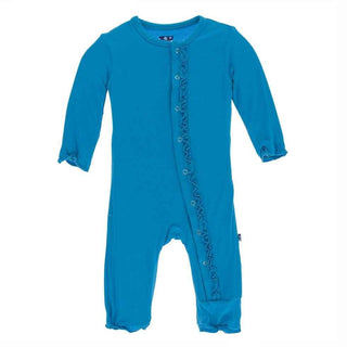 Solid Bamboo Muffin Ruffle Coverall with Snaps - Amazon KicKee Pants