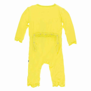 Solid Bamboo Muffin Ruffle Coverall with Snaps - Banana Baby & Toddler Sleepwear