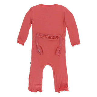 Solid Bamboo Muffin Ruffle Coverall with Snaps - English Rose Baby & Toddler Sleepwear