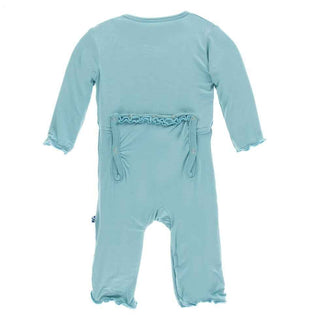 Solid Bamboo Muffin Ruffle Coverall with Snaps - Glacier KicKee Pants