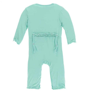 Solid Bamboo Muffin Ruffle Coverall with Snaps - Glass Baby & Toddler Sleepwear