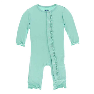 Solid Bamboo Muffin Ruffle Coverall with Snaps - Glass Baby & Toddler Sleepwear