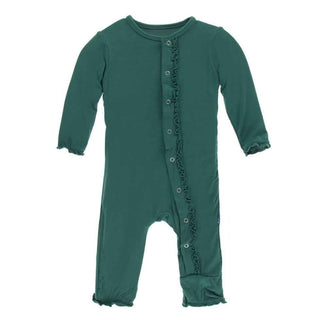 Solid Bamboo Muffin Ruffle Coverall with Snaps - Ivy Baby & Toddler Sleepwear