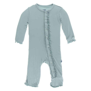 Solid Bamboo Muffin Ruffle Coverall with Snaps - Jade KicKee Pants