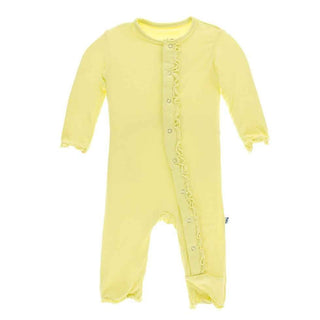 Solid Bamboo Muffin Ruffle Coverall with Snaps - Lime Blossom KicKee Pants