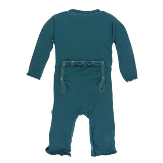 Solid Bamboo Muffin Ruffle Coverall with Snaps - Oasis Baby & Toddler Sleepwear