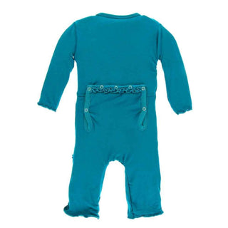 Solid Bamboo Muffin Ruffle Coverall with Snaps - Seagrass Baby & Toddler Sleepwear