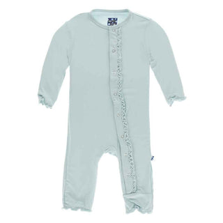 Solid Bamboo Muffin Ruffle Coverall with Snaps - Spring Sky Baby & Toddler Sleepwear