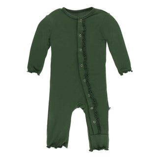 Solid Bamboo Muffin Ruffle Coverall with Snaps - Topiary KicKee Pants