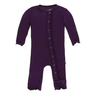 Solid Bamboo Muffin Ruffle Coverall with Snaps - Wine Grapes Baby & Toddler Sleepwear