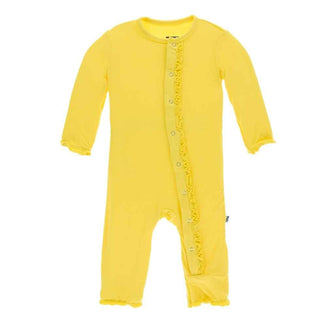 Solid Bamboo Muffin Ruffle Coverall with Snaps - Zest KicKee Pants